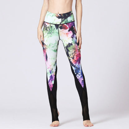 Mythstone Rose Peony Flower Print Design Sports Fitness Yoga Leggings Women's Yoga Pants