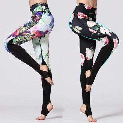 Mythstone Rose Peony Flower Print Design Sports Fitness Yoga Leggings Women's Yoga Pants