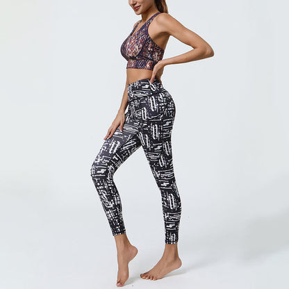 Leggings deportivos de cintura alta con estampado de leopardo y tigre de Mythstone Rose Lines para mujer, pantalones de yoga con bolsillos 