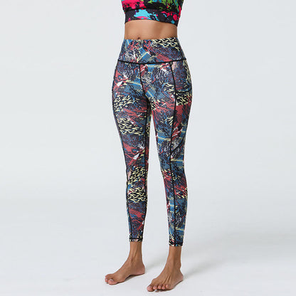 Leggings deportivos de cintura alta con estampado de leopardo y tigre de Mythstone Rose Lines para mujer, pantalones de yoga con bolsillos 