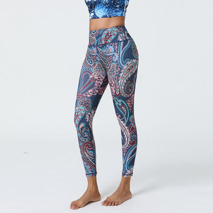 Mythstone Flowers Feathers Sun Moon Print Sports Fitness Yoga High Waist Leggings Women's Pants