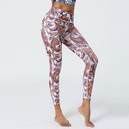 Mythstone Flowers Feathers Sun Moon Print Sports Fitness Yoga High Waist Leggings Women's Pants