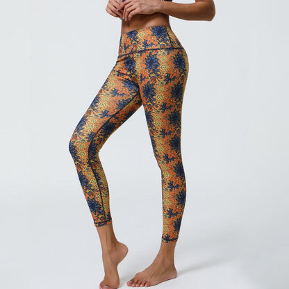 Mythstone Flowers Geometric Mandalas Print Sports Fitness Yoga High Waist Leggings Women's Pants