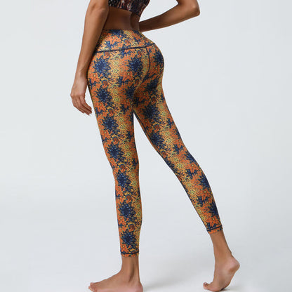 Mythstone Flowers Geometric Mandalas Print Sports Fitness Yoga High Waist Leggings Women's Pants