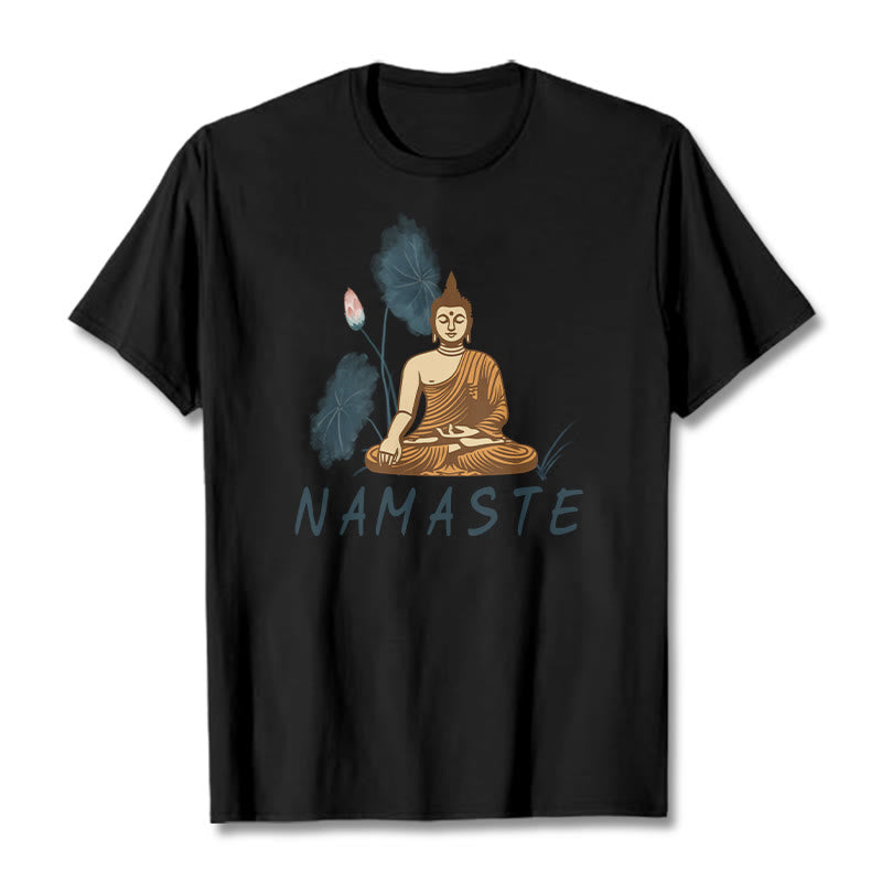 Mythstone NAMASTE Buddha Lotus Leaf Tee T-shirt