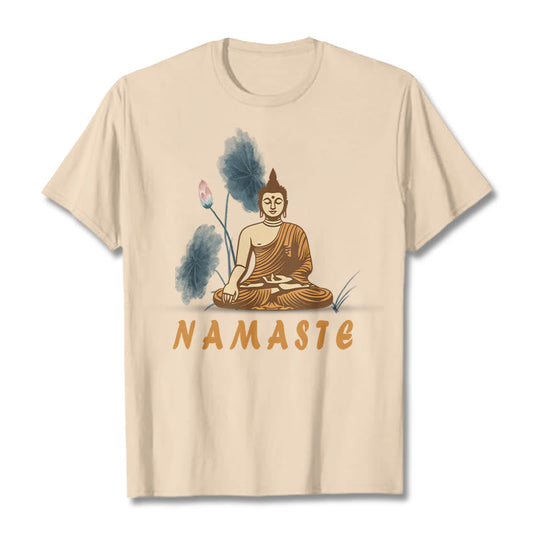 Mythstone NAMASTE Buddha Lotus Leaf Tee T-shirt