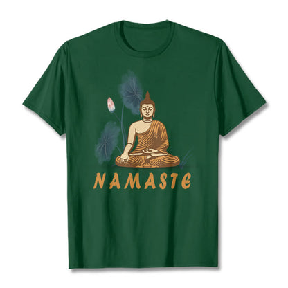 Mythstone NAMASTE Buddha Lotus Leaf Tee T-shirt