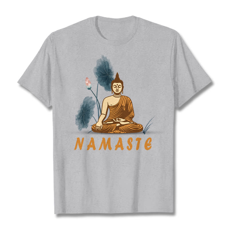 Mythstone NAMASTE Buddha Lotus Leaf Tee T-shirt