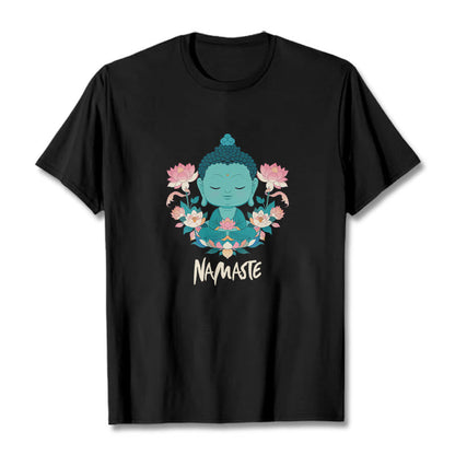 Mythstone NAMASTE Buddha Lotus Meditation Tee T-shirt