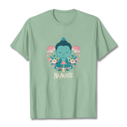 Mythstone NAMASTE Buddha Lotus Meditation Tee T-shirt