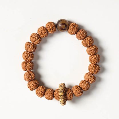 Pulsera de riqueza con amuleto de mano de Buda con cuentas Dzi de tres ojos y semilla de Bodhi de Mythstone 