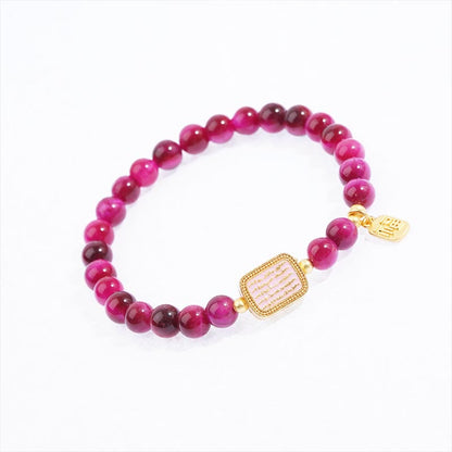 Mythstone Rose Red Tiger Eye Fu Character Courage Bracelet