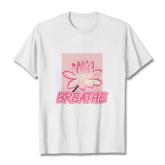 Mythstone BREATHE Pink Lotus Flower Tee T-shirt