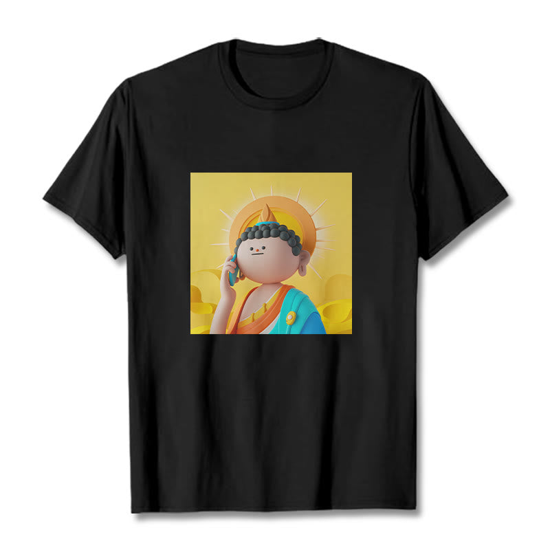 Mythstone Buddha Picks Up The Phone Tee T-shirt