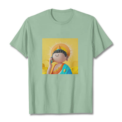 Mythstone Buddha Picks Up The Phone Tee T-shirt