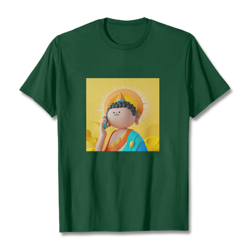 Mythstone Buddha Picks Up The Phone Tee T-shirt