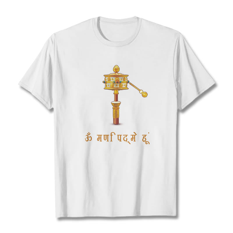 Mythstone Sanskrit OM NAMAH SHIVAYA Prayer Wheel Tee T-shirt