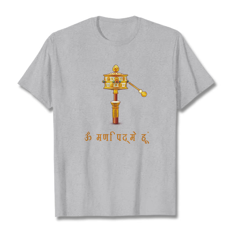 Mythstone Sanskrit OM NAMAH SHIVAYA Prayer Wheel Tee T-shirt