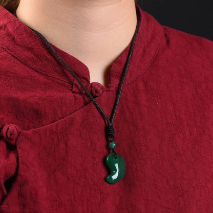 Mythstone Red Agate Green Agate Moon Pattern Confidence Calm Necklace