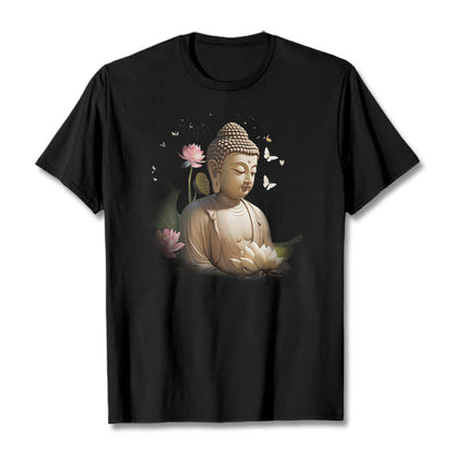 Mythstone Lotus Butterfly Meditation Buddha Tee T-shirt