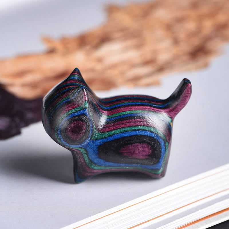 Mythstone Mini Cat Kitten Colorful Wooden Cute Pet Decoration