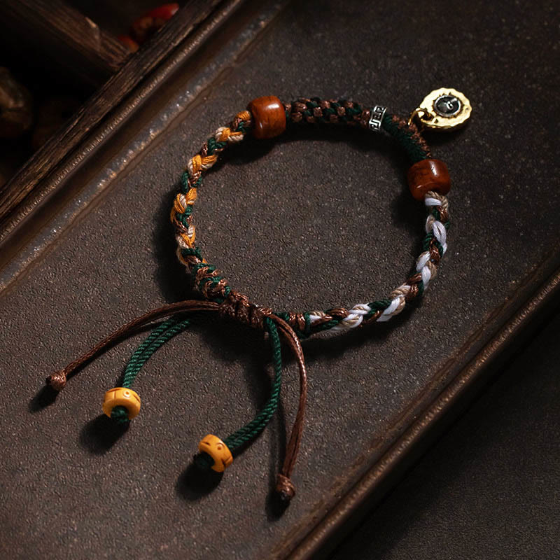 Mythstone Tibetan Camel Bone Yak Bone Luck Rope Bracelet