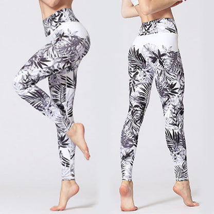 Mythstone Lines Weeds Sakura Flowers Black Tree Print Pants Sports Fitness Yoga Leggings Women's Yoga Pants