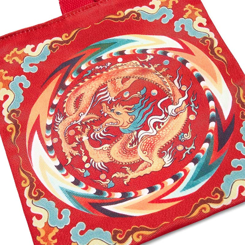 Mythstone Chinese Dragon Persimmon Canvas Handbag