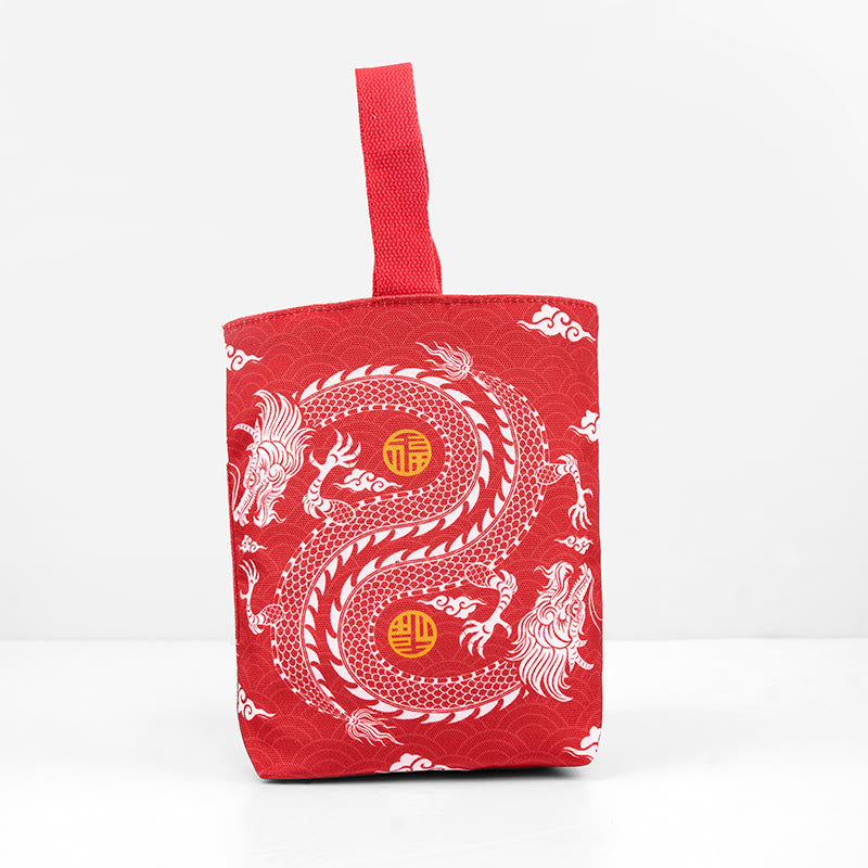 Mythstone Chinese Dragon Persimmon Canvas Handbag