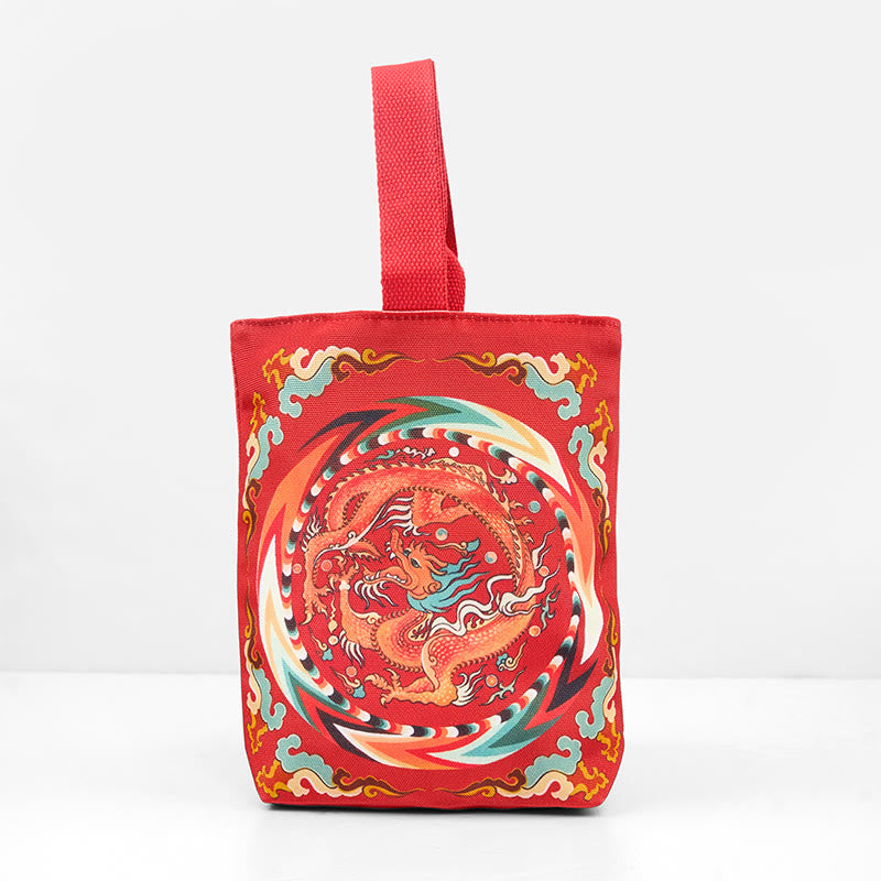 Mythstone Chinese Dragon Persimmon Canvas Handbag