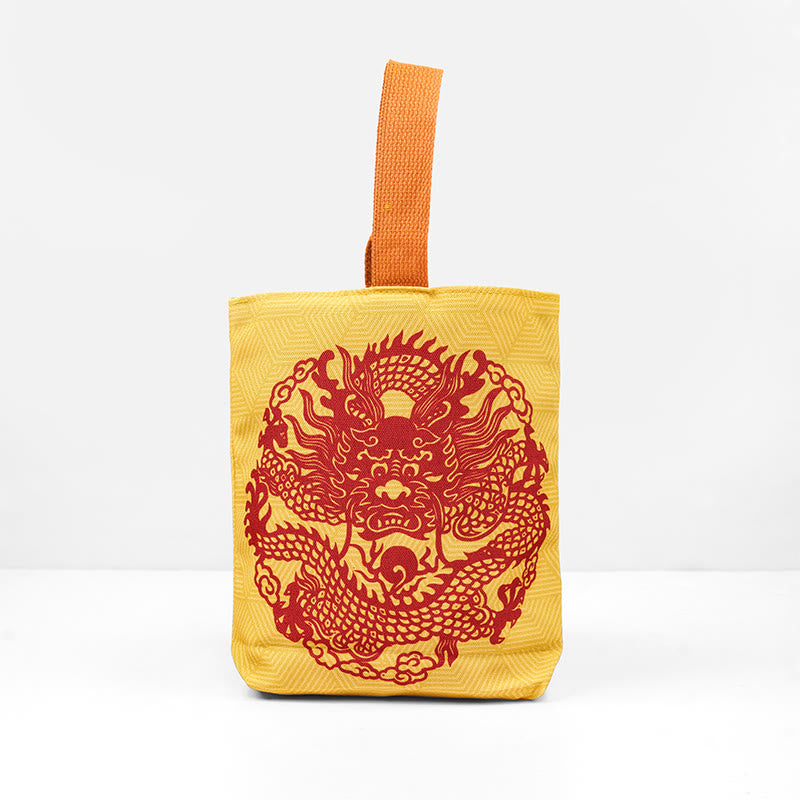 Mythstone Chinese Dragon Persimmon Canvas Handbag