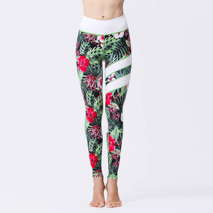 Mythstone Flower Petal Leaves Print Sports Exercise Fitness High Waist Leggings Women's Yoga Pants