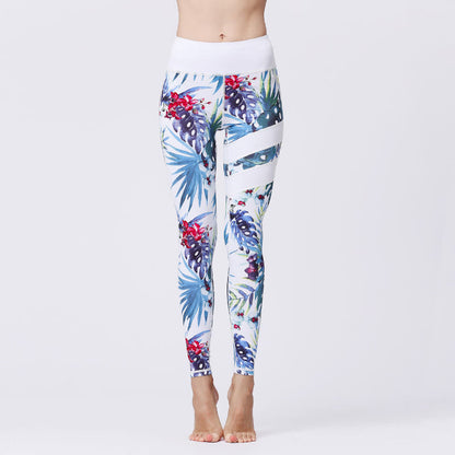 Mythstone Flower Petal Leaves Print Sports Exercise Fitness High Waist Leggings Women's Yoga Pants