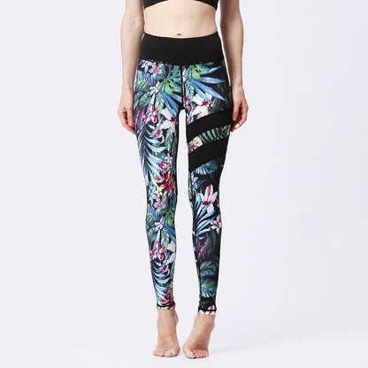 Mythstone Flower Petal Leaves Print Sports Exercise Fitness High Waist Leggings Women's Yoga Pants