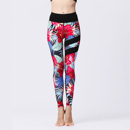 Mythstone Flower Petal Leaves Print Sports Exercise Fitness High Waist Leggings Women's Yoga Pants