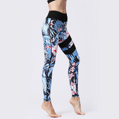 Mythstone Flower Petal Leaves Print Sports Exercise Fitness High Waist Leggings Women's Yoga Pants