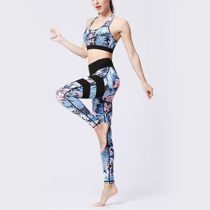 Mythstone Flower Petal Leaves Print Sports Exercise Fitness High Waist Leggings Women's Yoga Pants