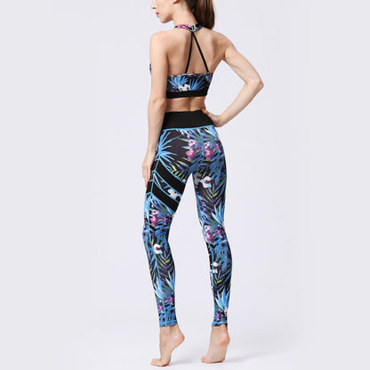 Mythstone Flower Petal Leaves Print Sports Exercise Fitness High Waist Leggings Women's Yoga Pants