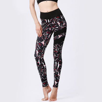 Mythstone Flower Petal Leaves Print Sports Exercise Fitness High Waist Leggings Women's Yoga Pants