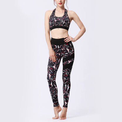 Mythstone Flower Petal Leaves Print Sports Exercise Fitness High Waist Leggings Women's Yoga Pants