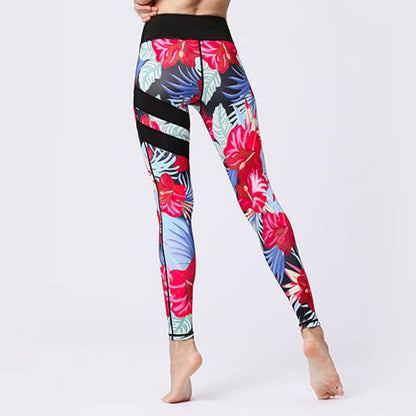 Mythstone Flower Petal Leaves Print Sports Exercise Fitness High Waist Leggings Women's Yoga Pants