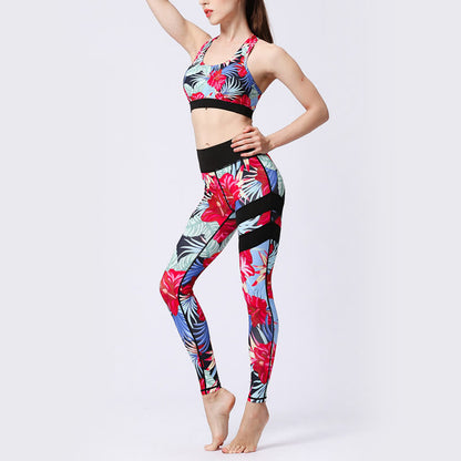 Mythstone Flower Petal Leaves Print Sports Exercise Fitness High Waist Leggings Women's Yoga Pants