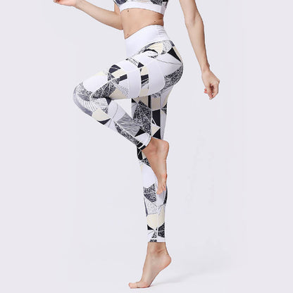 Mythstone Flower Petal Leaves Print Sports Exercise Fitness High Waist Leggings Women's Yoga Pants