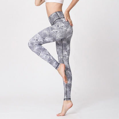 Mythstone Mist Leaves Print Sports Exercise Fitness Leggings Women's Yoga Pants