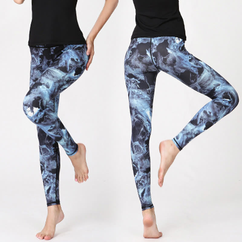 Mythstone Mist Leaves Print Sports Exercise Fitness Leggings Women's Yoga Pants