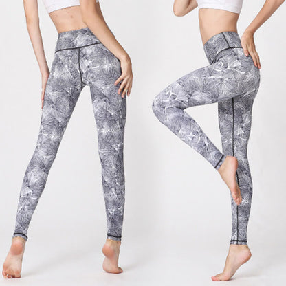 Mythstone Mist Leaves Print Sports Exercise Fitness Leggings Women's Yoga Pants