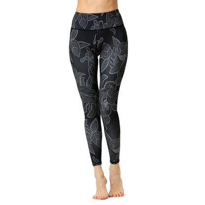 Leggings deportivos de fitness con estampado de hojas simples de Mythstone, pantalones de yoga para mujer 