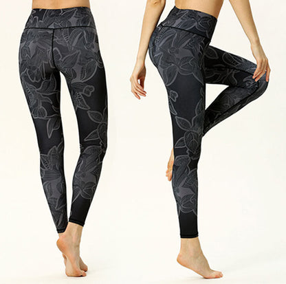 Leggings deportivos de fitness con estampado de hojas simples de Mythstone, pantalones de yoga para mujer 