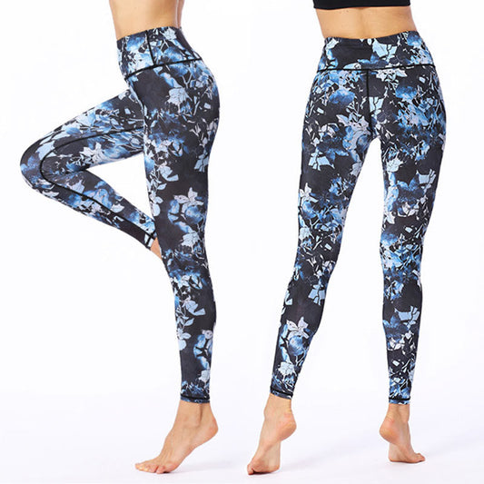 Mythstone Simple Leaves Print Sports Fitness Leggings Women's Yoga Pants