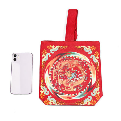 Mythstone Chinese Dragon Persimmon Canvas Handbag